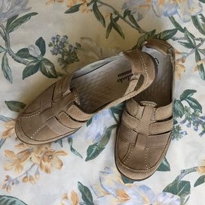 Tan Suede Slip-On Clarks Shoes